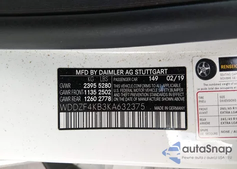 2019 Mercedes-Benz E 300 4Matic z USA, uszkodzony, nr VIN WDDZF4KB3KA632375